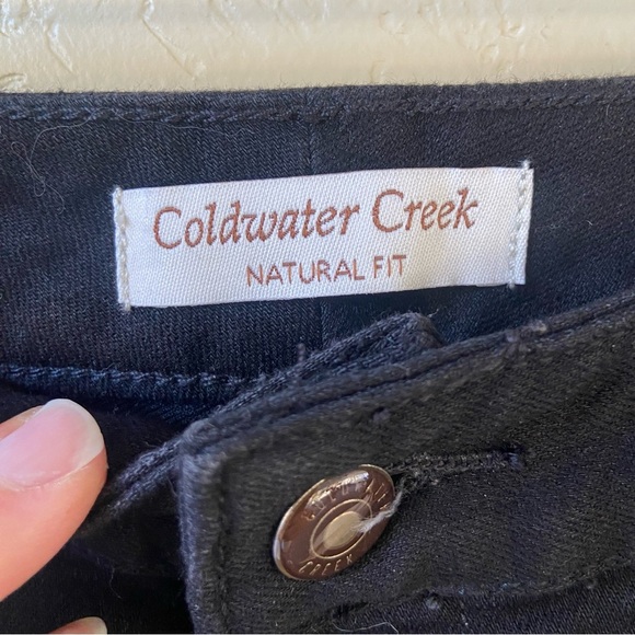 Coldwater Creek Gingham Cuff Crop Jeans in black plaid - Picture 5 of 7